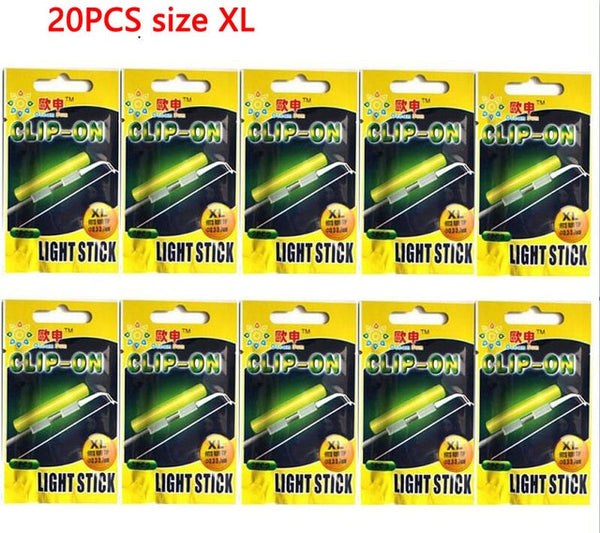 Clip On! 20Pcs(10bags) XL Night Fishing Lighting Stick